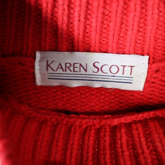 Karen Scott Vintage Sweater Size L Pullover Crewneck Red Scottie Dog Christmas - Picture 4 of 7